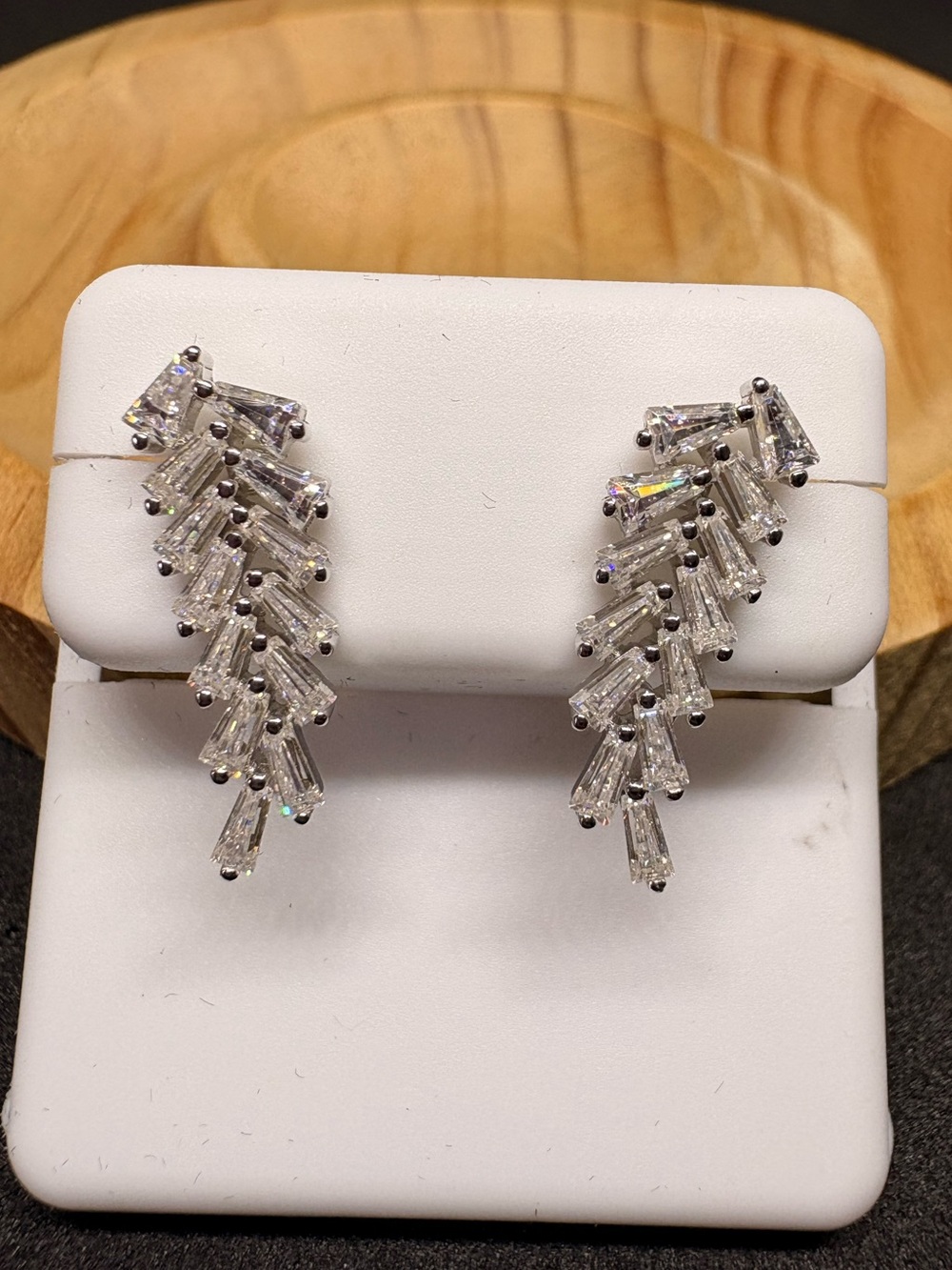 Moissanite 1CTW Baguette 925 Sterling Silver Push Back Earrings